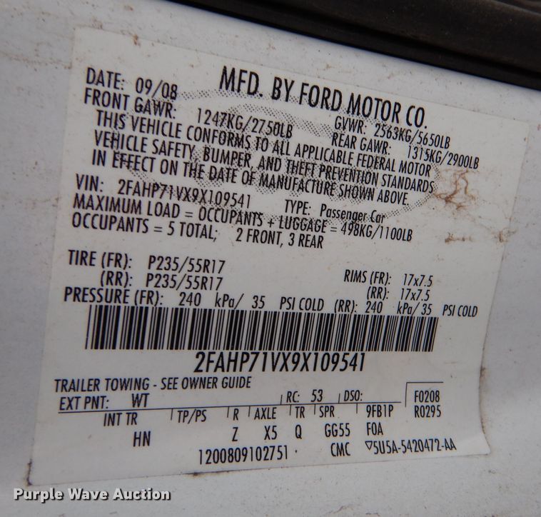 image for item MT9939 2009 Ford Crown Victoria Police Interceptor