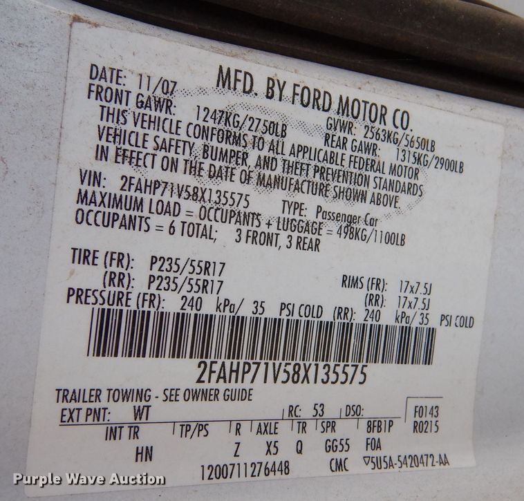 image for item MT9946 2008 Ford Crown Victoria Police Interceptor