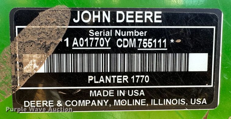 image for item DH1768 2013 John Deere 1770NT  no-till planter
