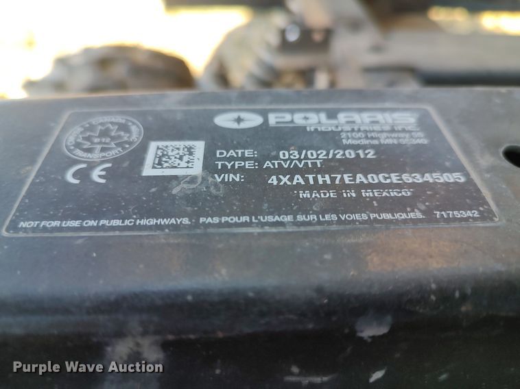 image for item DO3686 2012 Polaris Ranger 800XP  utility vehicle