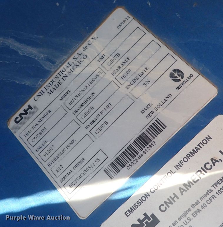 image for item DQ4966 2012 New Holland TS6030  MFWD tractor