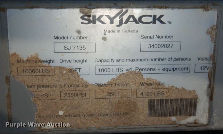 image for item DR8042 Skyjack SJ7135  scissor lift