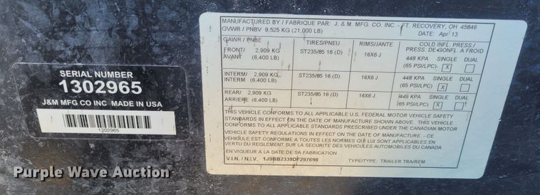 image for item FC9200 2013 J&M 375ST  seed tender trailer