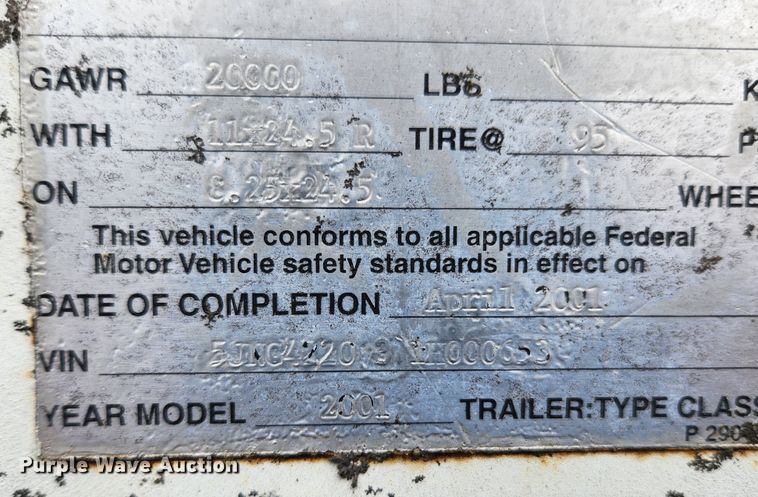 image for item JB9754 2001 Jet  grain trailer