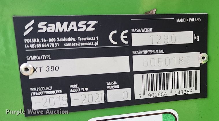 image for item JW9933 2020 Samasz XT390  disc mower