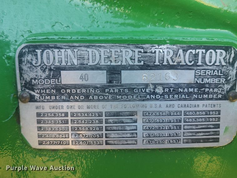 image for item KJ9020 1953 John Deere 40  tractor