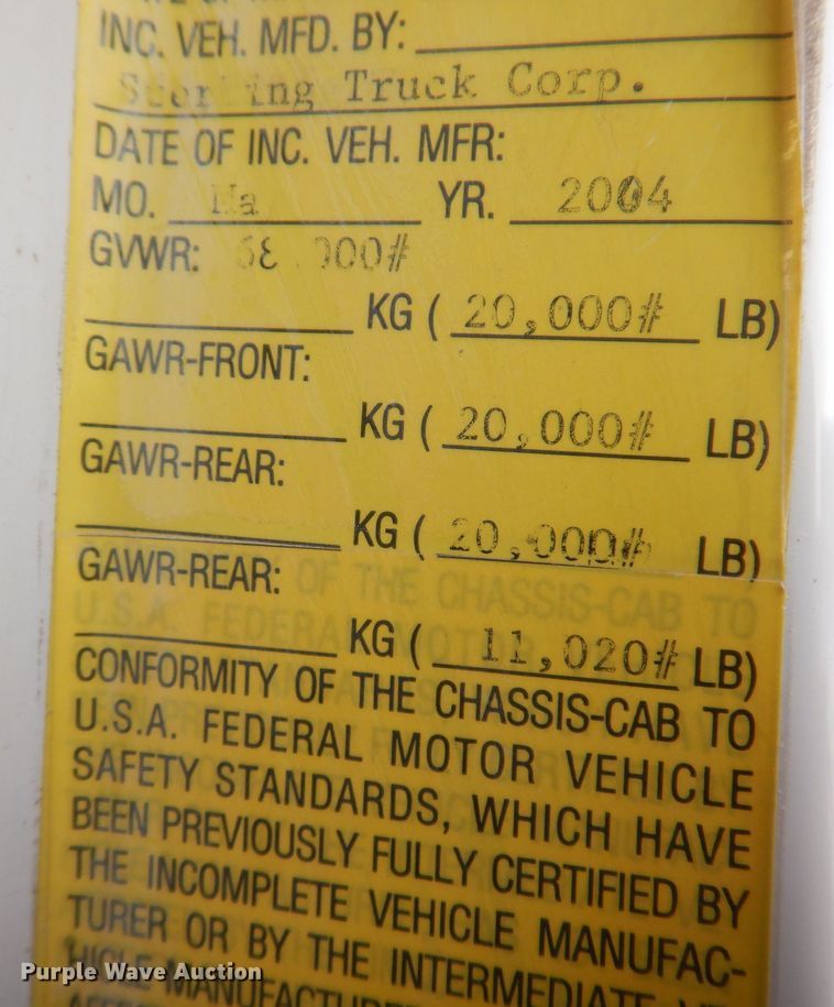 image for item KW9681 2005 Sterling LT9500  feed delivery truck