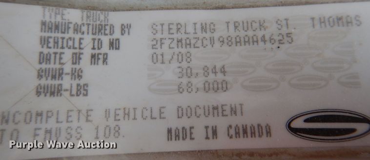 image for item KW9682 2008 Sterling LT9500  feed delivery truck