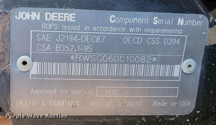 image for item ME9589 1997 John Deere 7410  MFWD tractor