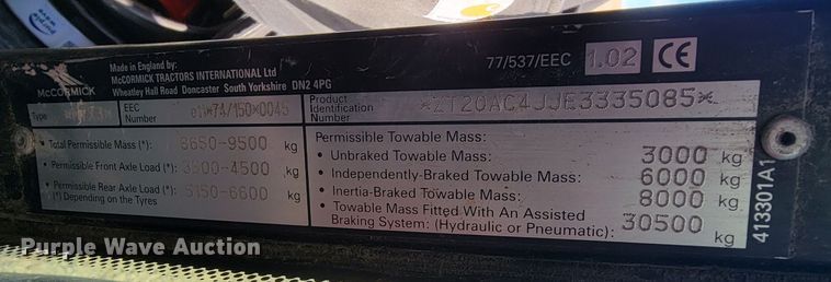 image for item ME9596 2005 McCormick MTX120  MFWD tractor