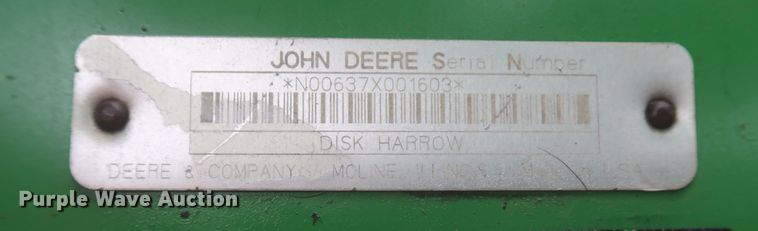 image for item MJ9247 John Deere 637  tandem disk