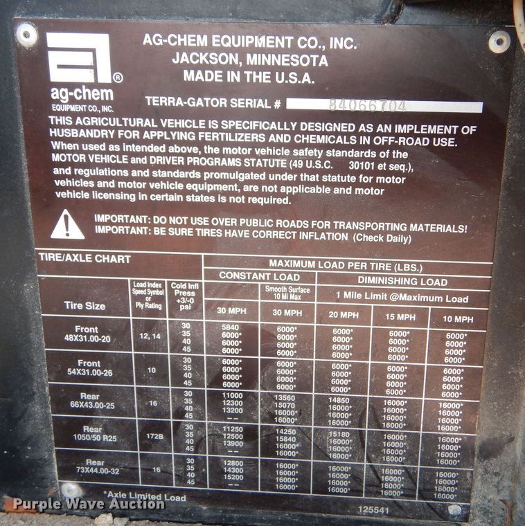 image for item MT9996 2004 Ag-Chem TerraGator 8104  spreader