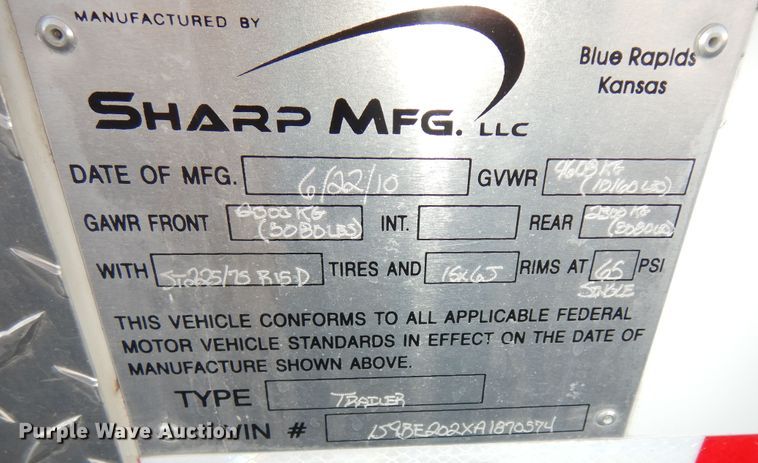 image for item DI6878 2010 Sharp  enclosed cargo trailer