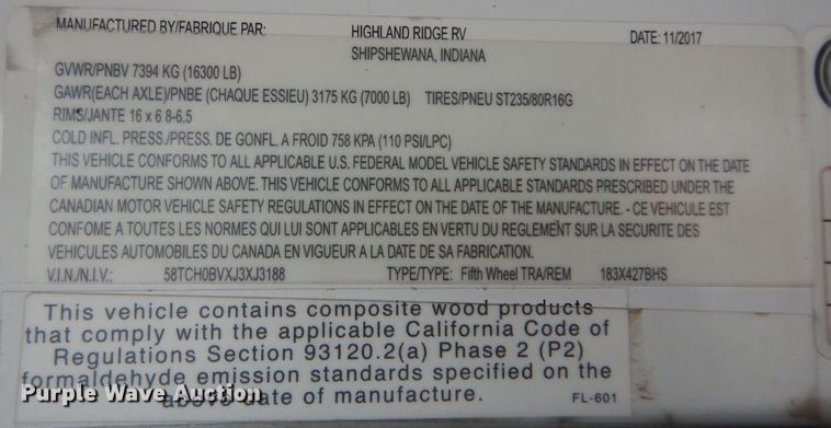 image for item DI6972 2018 Open Range 427BHS  camper