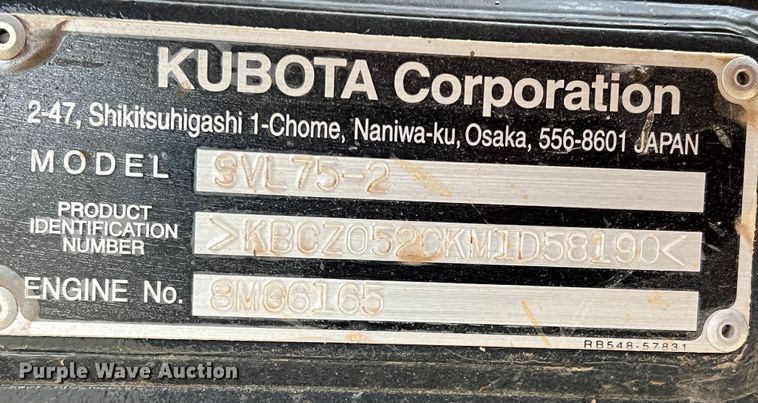 image for item DK7179 2021 Kubota SVL75-2  tracked skid steer loader