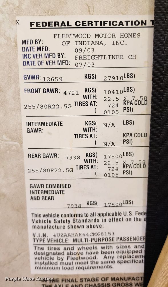 image for item DM4848 2004 Fleetwood  RV