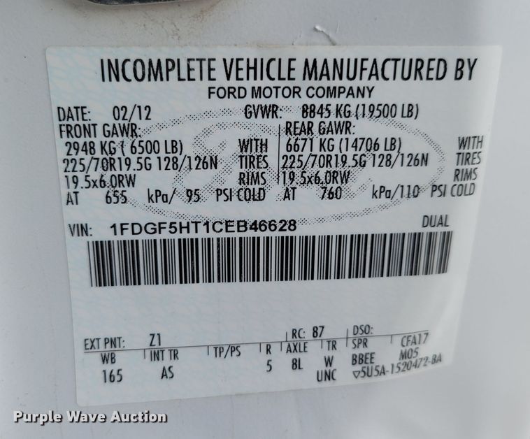 image for item DM8159 2012 Ford F550 Super Duty XL  utility / service truck