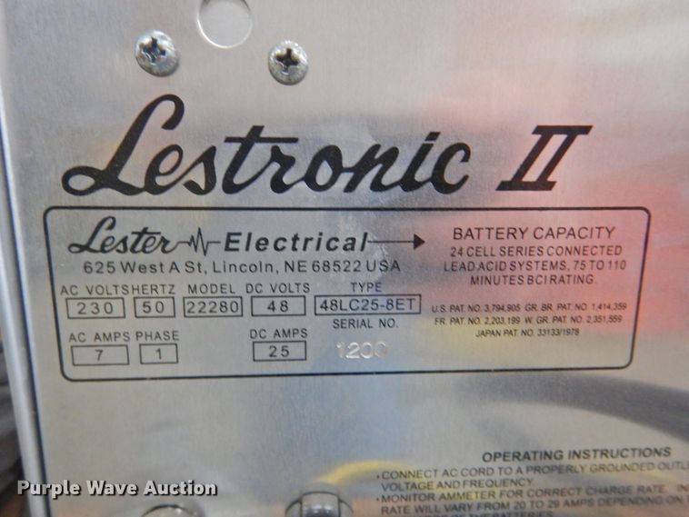 image for item DP4768 (18) Lester Electric Lestronic II 48V forklift battery chargers