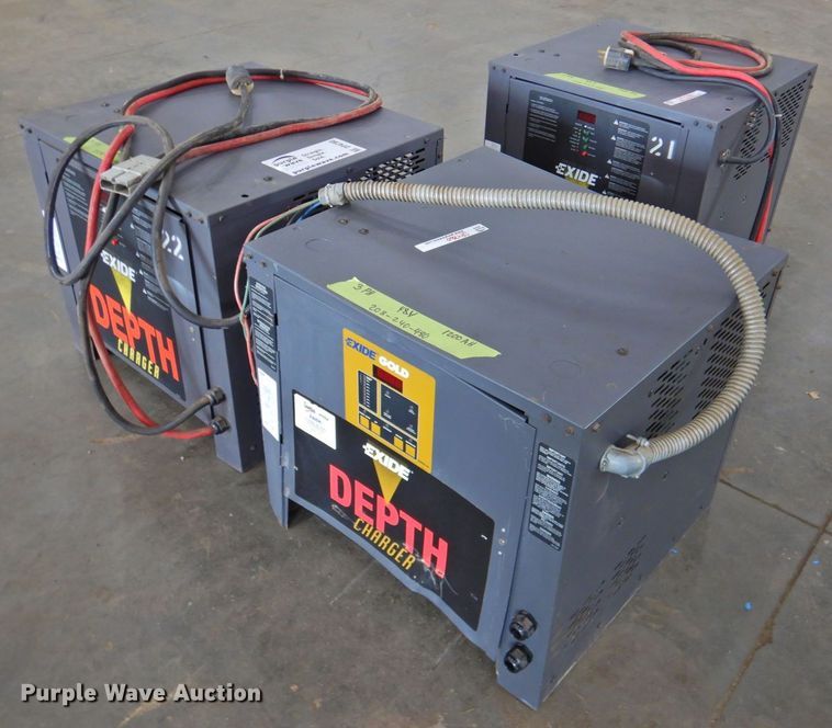 (3) Exide Depth 48V forklift battery chargers in Lawrence, KS Item