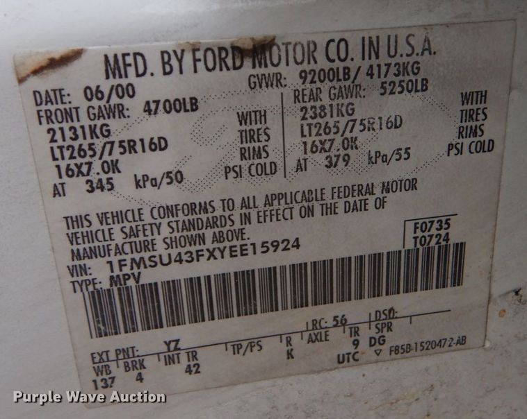 image for item DP8595 2000 Ford Excursion Limited  SUV