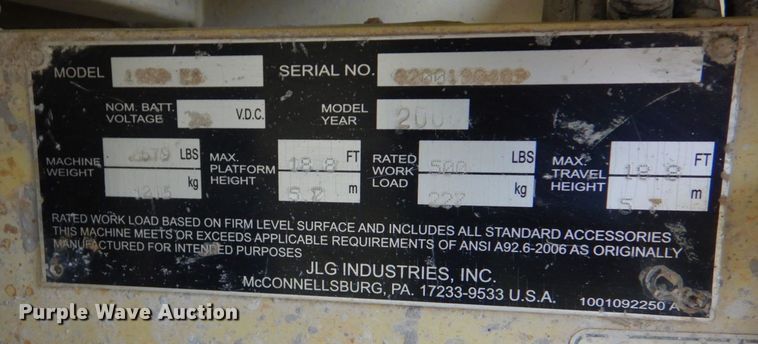 image for item DP8600 JLG 1930ES  scissor lift