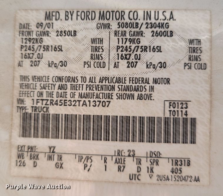 image for item DR3345 2002 Ford Ranger XLT  SuperCab pickup truck