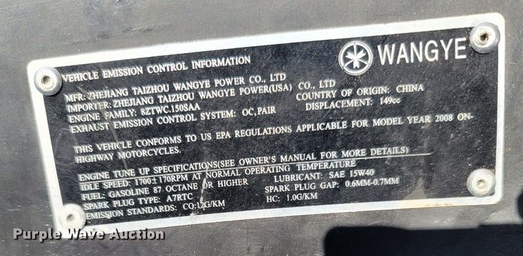 image for item DR3346 2008 Zhejiang Wangye  moped