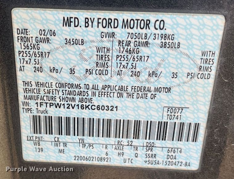 image for item DR7374 2006 Ford F150  SuperCrew pickup truck