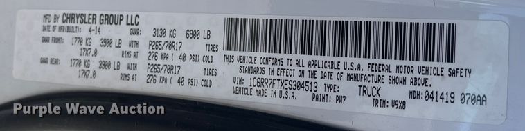 image for item DR7375 2014 Dodge Ram 1500  Quad Cab pickup truck