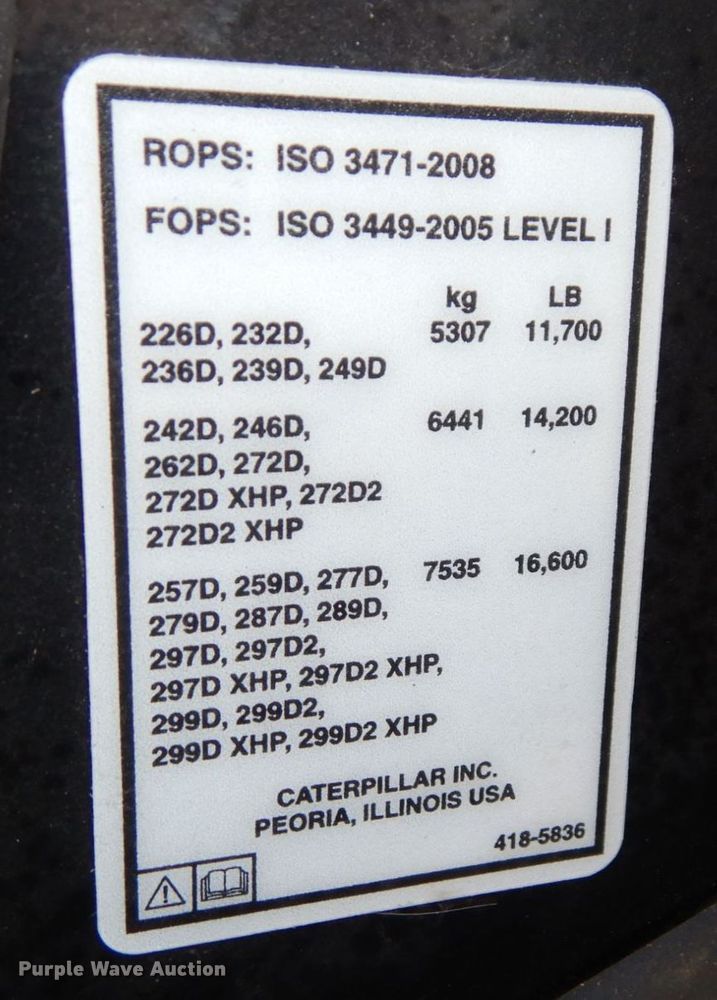 image for item DS1538 2018 Caterpillar 289D  tracked skid steer loader