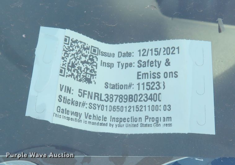 image for item FB9827 2009 Honda Odyssey EXL  van