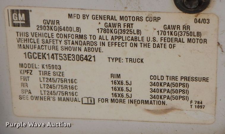 image for item HG9280 2003 Chevrolet Silverado 1500  pickup truck