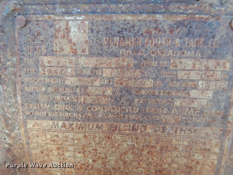 image for item HQ9561 1950 McNamar Boiler & Tank Co  propane tank