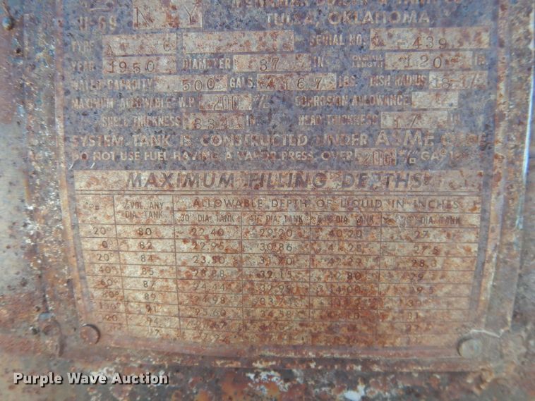 image for item HQ9561 1950 McNamar Boiler & Tank Co  propane tank