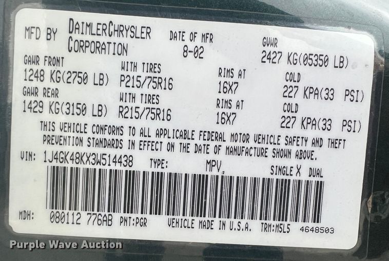 image for item ID9279 2003 Jeep Liberty Sport  SUV