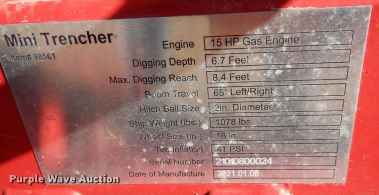 image for item IE9961 2021 Nortrac Mini Trencher  towable mini backhoe