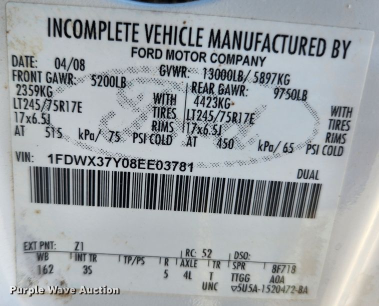 image for item JB9712 2008 Ford F350 Super Duty XLT  SuperCab utility bed pickup truck