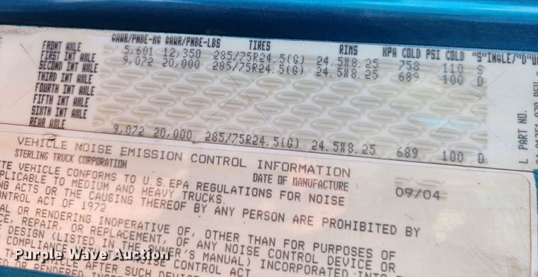 image for item JB9724 2005 Sterling LT9500  semi truck