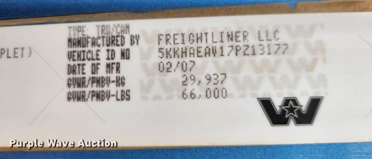 image for item JB9753 2007 Western Star 4900FA  dump truck