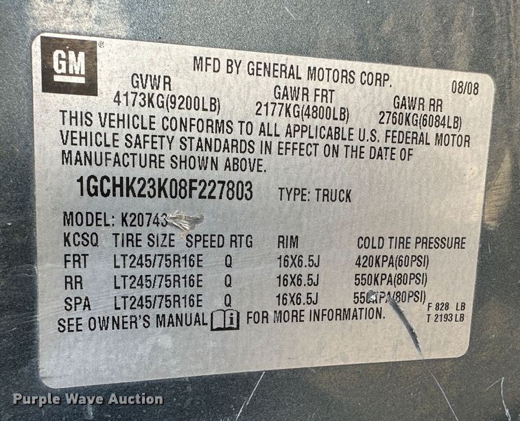 image for item JD9679 2008 Chevrolet Silverado 2500HD  Crew Cab pickup truck