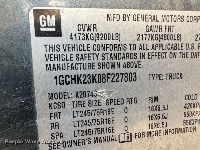 image for item JD9679 2008 Chevrolet Silverado 2500HD  Crew Cab pickup truck