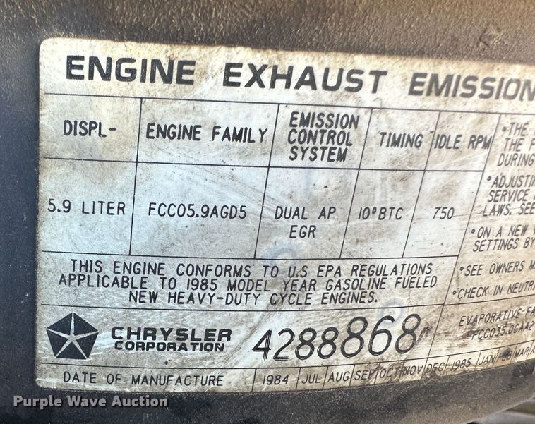 image for item JD9739 1985 Dodge W350  brush fire truck