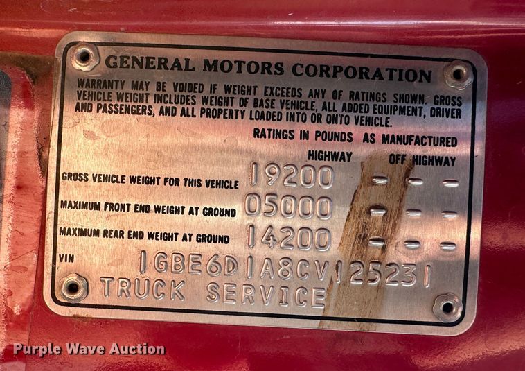 image for item JD9740 1982 Chevrolet C60  fire truck