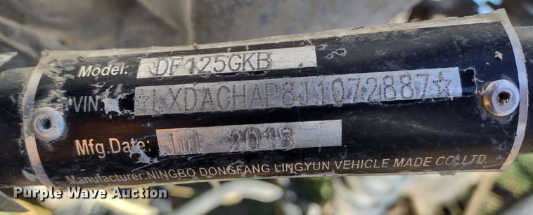 image for item JK9047 2018 Dongfang DF125GKB  go-cart