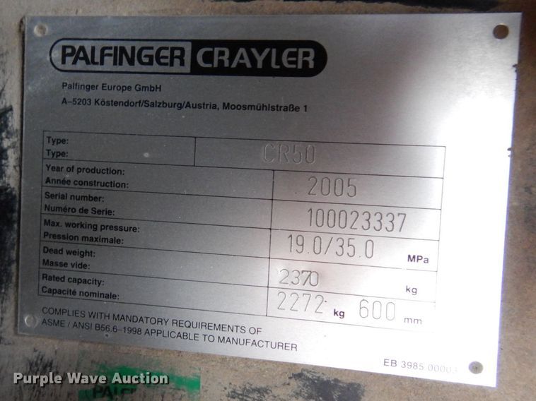 image for item JL9758 2005 Paflinger Crayler CR50  forklift