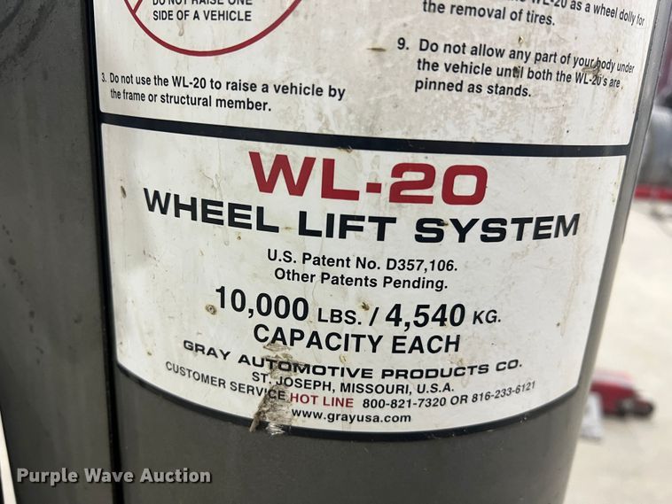 image for item JU9848 (2) Gray WL-20 wheel lift systems