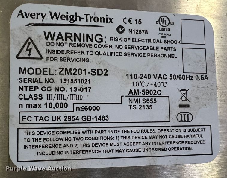 image for item JU9854 Avery Weigh-tronix ZM201-SD2  scale