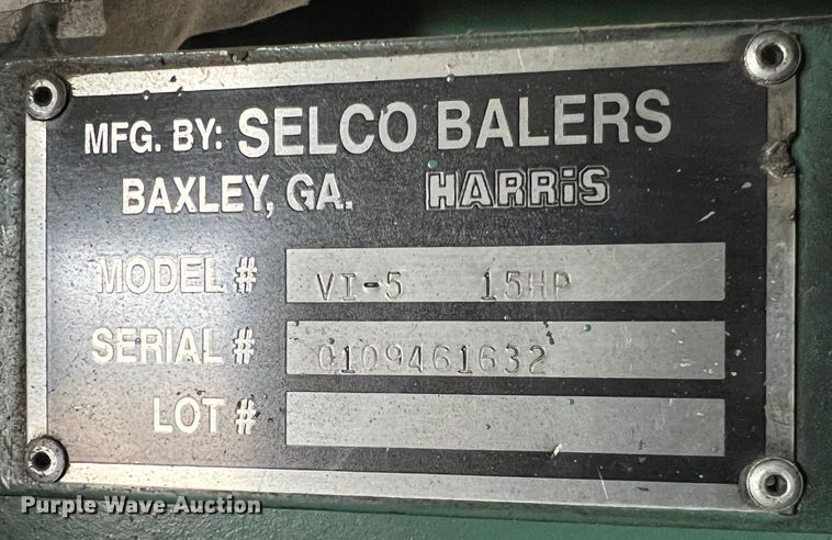 image for item JU9859 Selco Balers VI-5  recycling baler