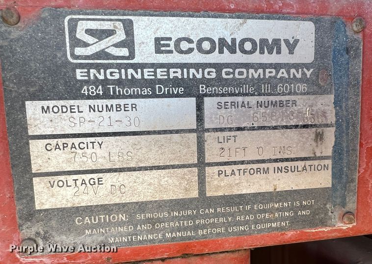 image for item JV9467 Economy SP-21-30  scissor lift