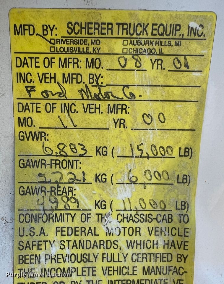 image for item JV9488 2001 Ford F450 Super Duty  utility / service truck